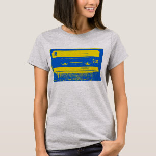 Cassettebandje blauw en geel t-shirt