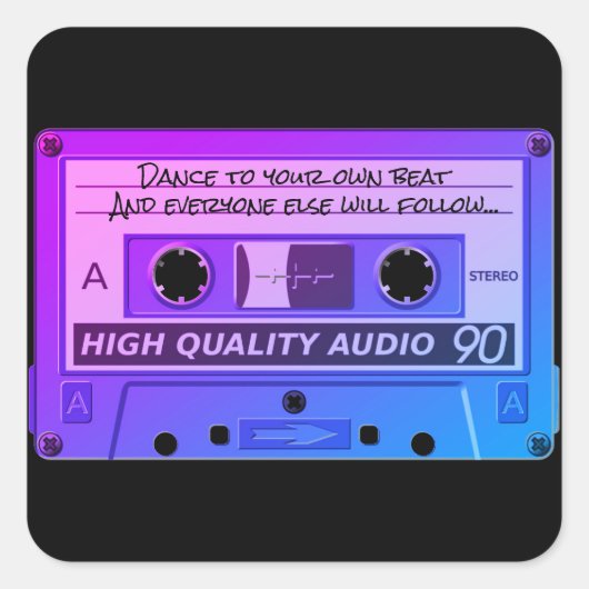 Cassettebandje Blue Art Cool Vierkante Sticker (Voorkant)