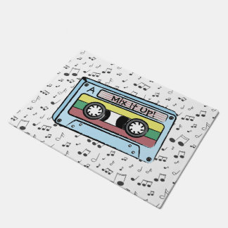 Cassettebandje en Muzieknoten van de cartoon (Meng Deurmat