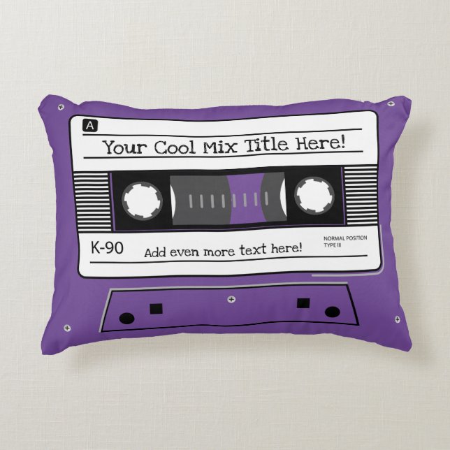 Cassettebandje, gemengde tape, retro-cadeautjes, o accent kussen (Voorkant)