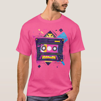Cassettebandje geometrisch ontwerp 90S RB T-shirt
