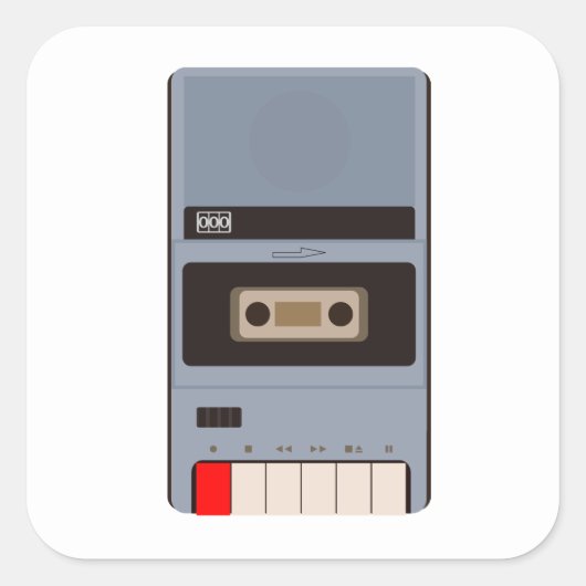 Cassettebandje Recorder Vierkante Sticker (Voorkant)