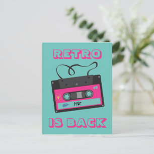 Cassettebandje Retro 80's Groovy Muziek Briefkaart
