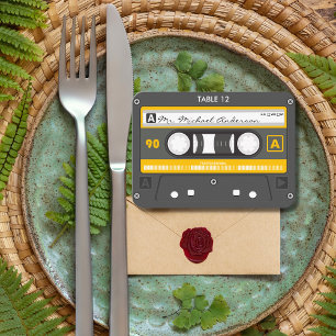 Cassettebandje Retro Groovy Muziek Unique Wedding Plaatskaartje
