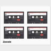 Cassettebandje rode rechthoekige Stickers (Vel)