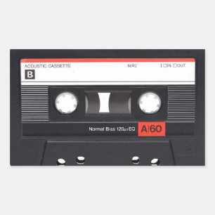 Cassettebandje rode rechthoekige Stickers