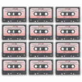 Cassettebandje Roze Retro Verjaardagsfeest Sticker (Voorkant)