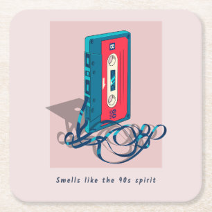 Cassettebandje van de Vintage van de jaren '90 Vierkante Kartonnen Onderzetter