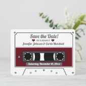 Cassettebandje Wijnrood Huwelijk Bewaar de Datum Kaart (Staand voorkant)