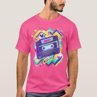 Cassettebandje Zigzags Hearts Design 90S RB Baseb T-shirt