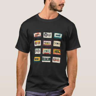 Cassettebandjes mixtapes 1980S radio muziek grafis T-shirt