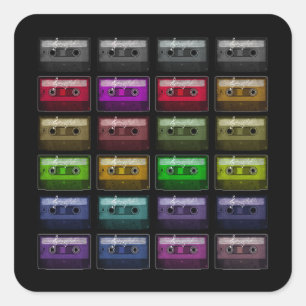 CASSETTEBANDJES RETRO MUZIEK LIEFHEBBER VIERKANTE STICKER