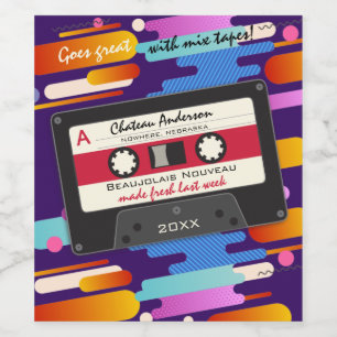 cassettemixtape 80s retro-gepersonaliseerde homema wijn etiket