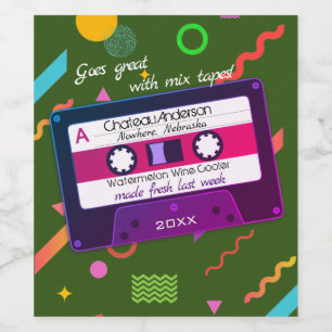 cassettemixtape 80s retro-gepersonaliseerde homema wijn etiket