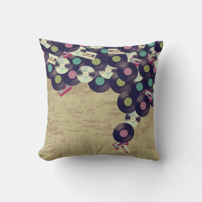 Cassettes en Records Pillow Kussen (Voorkant)