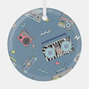 cassettespelers: Retro Naadloze Kunst Glas Ornament