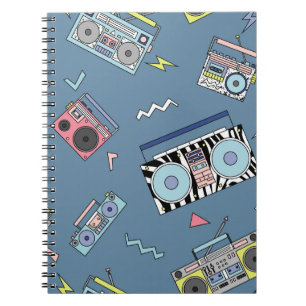 cassettespelers: Retro Naadloze Kunst Notitieboek
