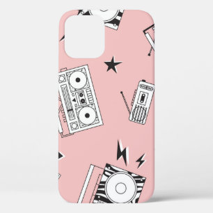 cassettespelers: retro patroon. iPhone 12 hoesje