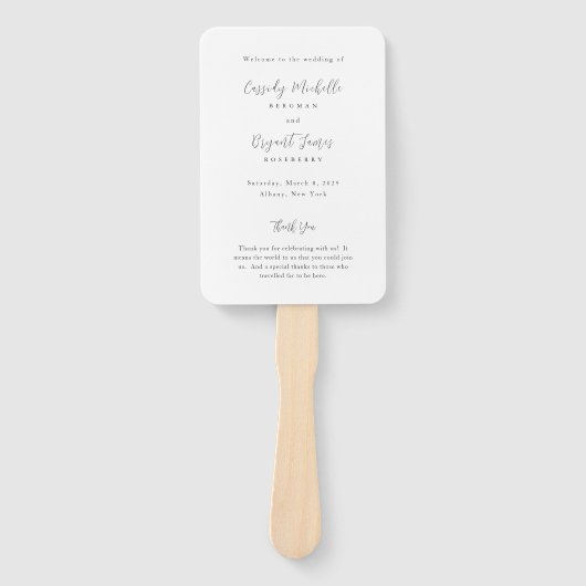 Cassidy Traditioneel Elegant Trouwprogramma Handwaaier (Voorkant)