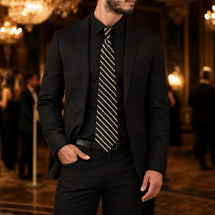 CASSIEL – Élégante cravate noire et champagne pour