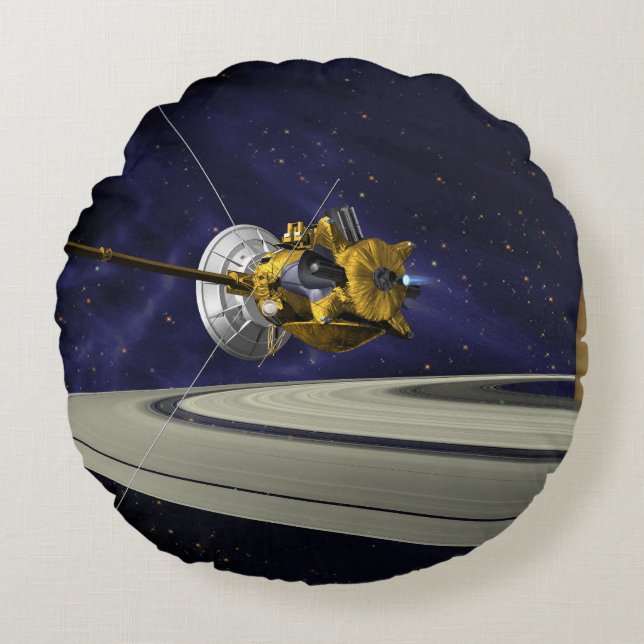 Cassini Saturn Orbit Sierkussen Rond Kussen (Voorkant)