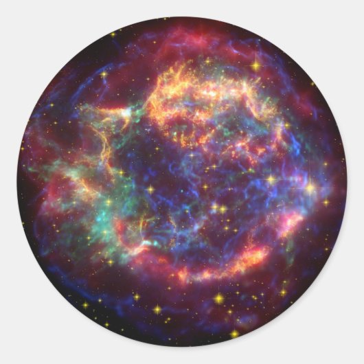 Cassiopeia Galaxy Supernova restant Ronde Sticker (Voorkant)