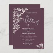 Cassis botanische paarse scriptbruiloft briefkaart (Voorkant / Achterkant)