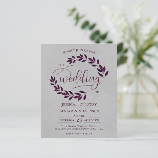 Cassis Feuille rustique sur Grey BUDGET Mariage In (Debout devant)
