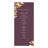 Cassis maroon programme de mariage botanique en or (Dos)