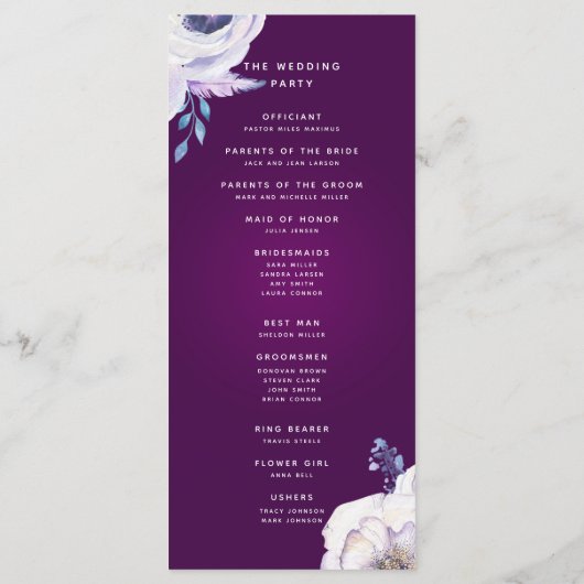 Cassis Navy Blue et Lilac Flowers programme de mar (Dos)