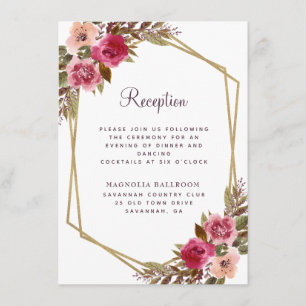 Cassis Paars Floral Gold Lijst Weddenschap Informatiekaartje