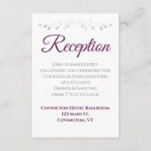 Cassis Paars op White Elegant Wedding Reception Informatiekaartje (Voorkant)