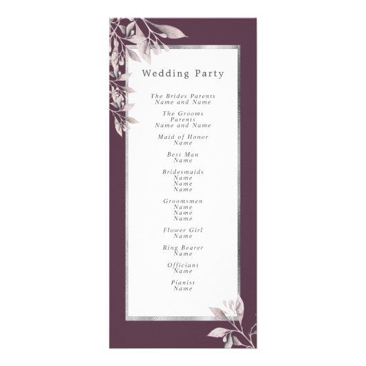 Cassis programme de mariage botanique floral viole (Dos)