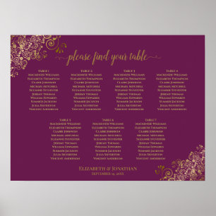 Cassis Purple & Gold 7 Tableau Mariage