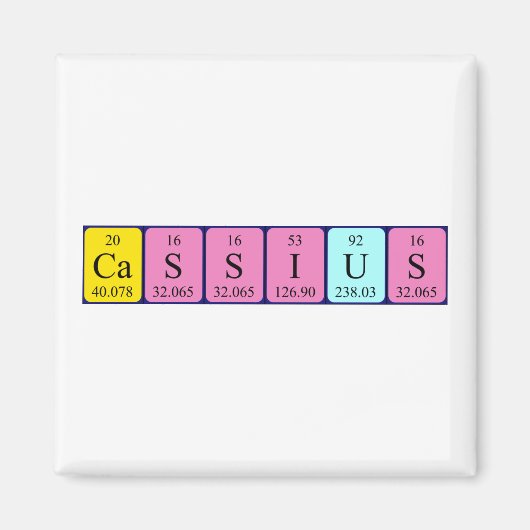 Cassius periodiek table name magnet magneet (Voorkant)