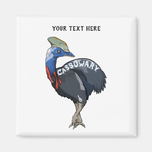 cassowary colored woth text magneet (Voorkant)