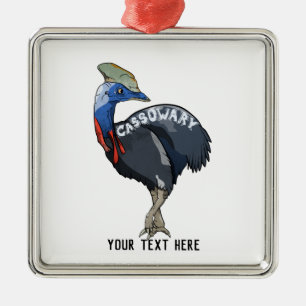 cassowary colored woth text metalen ornament