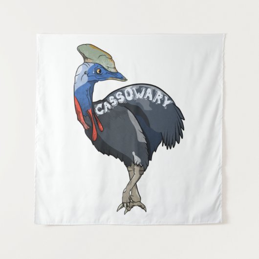 cassowary colored woth text wandkleed (Voorkant)