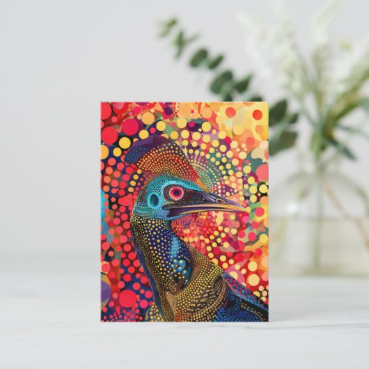Cassowary in Aboriginal Dot Art Style Briefkaart (Staand voorkant)