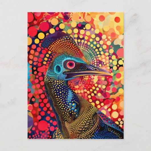 Cassowary in Aboriginal Dot Art Style Briefkaart (Voorkant)
