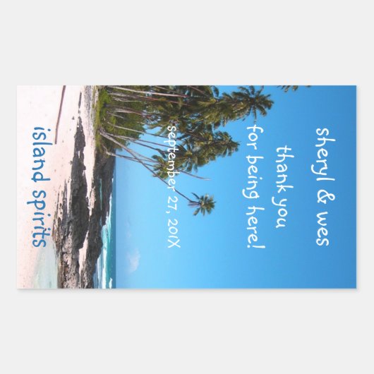 Castaway Wine Sjabloon flesetiket Rechthoekige Sticker (Voorkant)