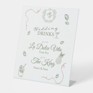 Caste Trouw Monogram Dranken Menu Reclamebord Met Voetstuk