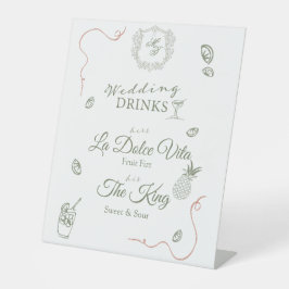 Caste Wedding Monogram Drinks Menu Reclamebord Met Voetstuk