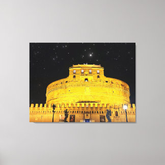 Castel Sant'Angelo nachtelijke sterrenhemel Canvas Afdruk