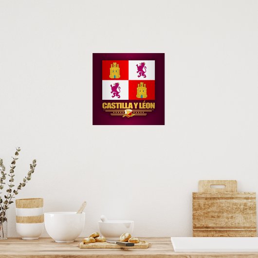 Castilla y Leon Flag Poster (Keuken)