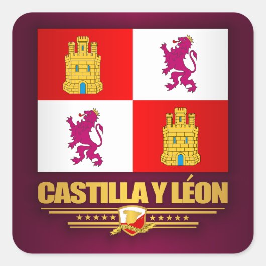 Castilla y Leon Flag Vierkante Sticker (Voorkant)