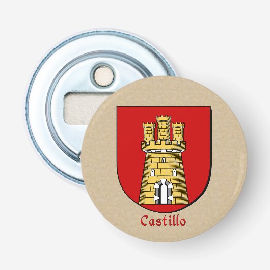 Castillo Heraldic Arms on Parchment Button Flesopener (Voorkant)