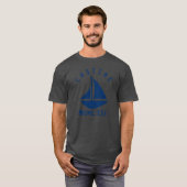 Castine Maine Zeilboot Marine Blue Text Abster T-shirt (Voorkant volledig)
