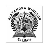 Castle, Book Wreath Lijst Ex Libris Naam Zelfinktende Stempel (Design)