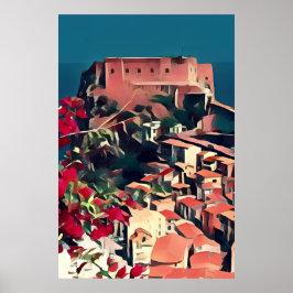 Castle by the Zee Italië Art Print